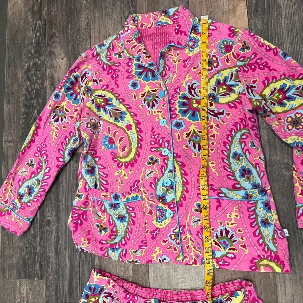 Nick & Nora Pink Paisley 2 piece Flannel Pajama Set Medium